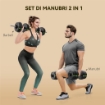 SET 2 IN 1 CON 2 MANUBRI CONVERTIBILI IN BILANCIERE, PESO TOTALE 30 KG E DISCHI PESI REGOLABILI, NERO