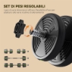 SET 2 IN 1 CON 2 MANUBRI CONVERTIBILI IN BILANCIERE, PESO TOTALE 30 KG E DISCHI PESI REGOLABILI, NERO