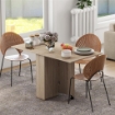 TAVOLO PIEGHEVOLE CON 2 RIBALTE PER 6 PERSONE CON RIPIANI E ROTELLE INTEGRATE, LEGNO NATURALE