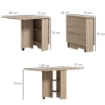 TAVOLO PIEGHEVOLE CON 2 RIBALTE PER 6 PERSONE CON RIPIANI E ROTELLE INTEGRATE, LEGNO NATURALE