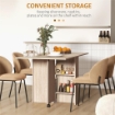 TAVOLO PIEGHEVOLE CON 2 RIBALTE PER 6 PERSONE CON RIPIANI E ROTELLE INTEGRATE, LEGNO NATURALE