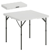 TAVOLO DA CAMPEGGIO PIEGHEVOLE CON 2 ALTEZZE REGOLABILI IN HDPE E METALLO, 86X86X74 CM, BIANCO