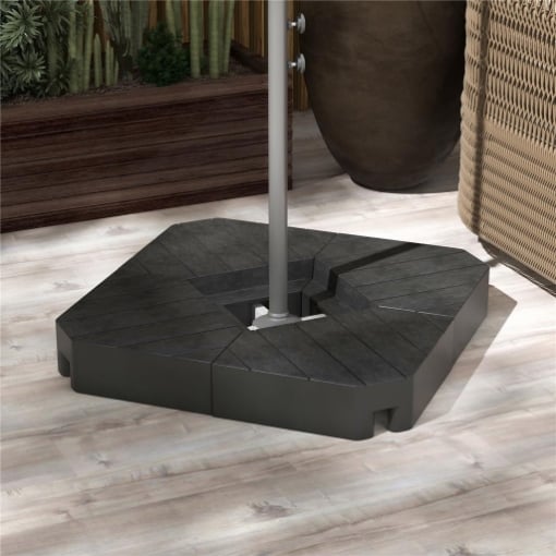 SET 4 MATTONELLE BASE PER OMBRELLONE A BRACCIO RIEMPIBILI CON ACQUA O SABBIA FINO A 80 KG NERO