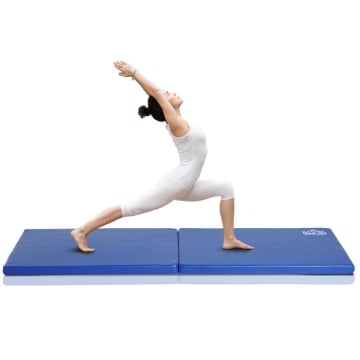 TAPPETINO DA GINNASTICA PIEGHEVOLE, MATERASSINO FITNESS SPESSO 5 CM E ANTISCIVOLO, 180X60X5 CM, BLU