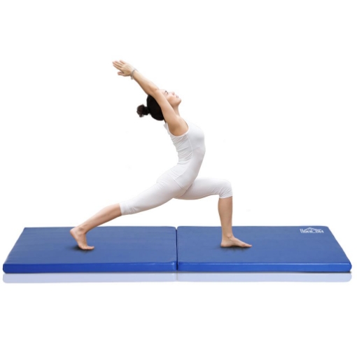TAPPETINO DA GINNASTICA PIEGHEVOLE, MATERASSINO FITNESS SPESSO 5 CM E ANTISCIVOLO, 180X60X5 CM, BLU
