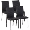 SET 4 SEDIE DA PRANZO IN FINTA PELLE CON CUCITURE A ROMBI E GAMBE IN METALLO NERO