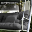 SET 4 CUSCINI DA GIARDINO PER SCHIENALE E SEDUTA CON IMBOTTITURA, IN POLIESTERE, GRIGIO CARBONE