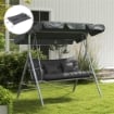 SET 4 CUSCINI DA GIARDINO PER SCHIENALE E SEDUTA CON IMBOTTITURA, IN POLIESTERE, GRIGIO CARBONE