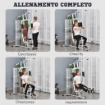 STAZIONE FITNESS MULTIFUNZIONE PER CASA E PALESTRA CON 4 IMBOTTITURE, IN ACCIAIO E PU, 150X110X210 CM, BIANCO