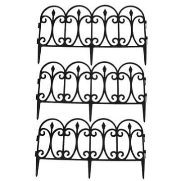 BORDO RECINZIONE DA GIARDINO 3PZ IN COLORAZIONE NERA A FANTASIA IDEALE PER ARREDARE 60X32H CM PVC