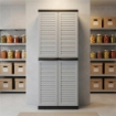 ARMADIO SLIM PERSIANA IN RESINA CON 3 RIPIANI REGOLABILI E PREDISPOSIZIONE LUCCHETTO - COLORE GRIGIO DIMENSIONE 65X45X178H CM