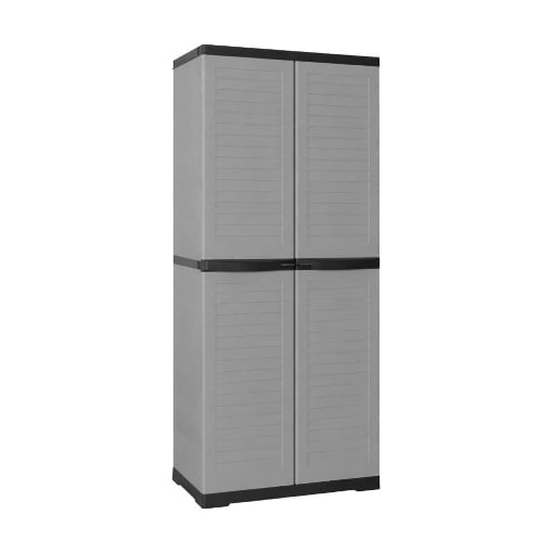 ARMADIO SLIM PERSIANA IN RESINA CON PORTASCOPE, RIPIANI E PREDISPOSIZIONE LUCCHETTO - COLORE GRIGIO DIMENSIONE 65X45X178H CM