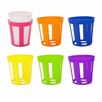 PORTA BICCHIERI IN PLASTICA IN CONFEZIONE DA 6 PEZZI CON COLORI ASSORTITI