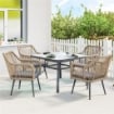 SET 2 SEDIE DA GIARDINO CON CUSCINI E BRACCIOLI, IN ACCIAIO E RATTAN PE, 54X65X80 CM, GRIGIO SCURO