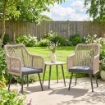 SET 2 SEDIE DA GIARDINO CON CUSCINI E BRACCIOLI, IN ACCIAIO E RATTAN PE, 54X65X80 CM, GRIGIO SCURO