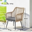 SET 2 SEDIE DA GIARDINO CON CUSCINI E BRACCIOLI, IN ACCIAIO E RATTAN PE, 54X65X80 CM, GRIGIO SCURO