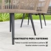 SET 2 SEDIE DA GIARDINO CON CUSCINI E BRACCIOLI, IN ACCIAIO E RATTAN PE, 54X65X80 CM, GRIGIO SCURO