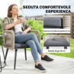 SET 2 SEDIE DA GIARDINO CON CUSCINI E BRACCIOLI, IN ACCIAIO E RATTAN PE, 54X65X80 CM, GRIGIO SCURO