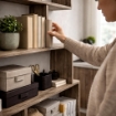 LIBRERIA ALANA CON 6 RIPIANI SFALSATI IN DESIGN MODERNO - COLORE NATURALE EFFETTO LEGNO