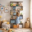 LIBRERIA ALANA CON 6 RIPIANI SFALSATI IN DESIGN MODERNO - COLORE NATURALE EFFETTO LEGNO