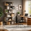 LIBRERIA ALANA CON 6 RIPIANI SFALSATI IN DESIGN MODERNO - COLORE NATURALE EFFETTO LEGNO