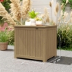 Cassapanca da Esterno 130L con Coperchio Cerniere e Cinghia, in Legno, 63x51x58.5 cm, Marrone