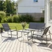 Set da Giardino 4 pz con Divano 2 Posti, 2 Sedie e Tavolino, Struttura in Metallo Grigio