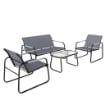 Set da Giardino 4 pz con Divano 2 Posti, 2 Sedie e Tavolino, Struttura in Metallo Grigio