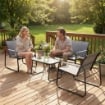 Set da Giardino 4 pz con Divano 2 Posti, 2 Sedie e Tavolino, Struttura in Metallo Grigio