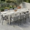 Tavolo da Giardino Allungabile per 6-8 Persone, in Alluminio con Piano a Doghe, Bianco
