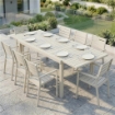 Tavolo da Giardino Allungabile per 6-8 Persone, in Alluminio con Piano a Doghe, Bianco