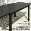 Tavolo da giardino allungabile per 6-8 persone, alluminio con piano a doghe, nero