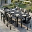 Tavolo da giardino allungabile per 6-8 persone, alluminio con piano a doghe, nero