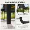 Set Tavolo e 6 Sedie da Giardino con Braccioli in Acciaio e Vetro, Nero