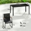 Set Tavolo e 6 Sedie da Giardino con Braccioli in Acciaio e Vetro, Nero
