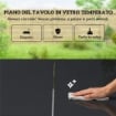 Set Tavolo e 6 Sedie da Giardino con Braccioli in Acciaio e Vetro, Nero