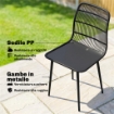 SEDIE DA PRANZO PER ESTERNI SET DA 4, SEDIE DA GIARDINO CON SCHIENALE FESSURATO, NERO