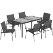 Set da Giardino con Tavolo e 6 Sedie da Pranzo con Braccioli in Acciaio, Nero