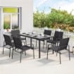 Set da Giardino con Tavolo e 6 Sedie da Pranzo con Braccioli in Acciaio, Nero