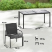 Set da Giardino con Tavolo e 6 Sedie da Pranzo con Braccioli in Acciaio, Nero