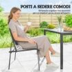 Set da Giardino con Tavolo e 6 Sedie da Pranzo con Braccioli in Acciaio, Nero