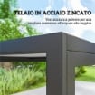 Set da Giardino con Tavolo e 6 Sedie da Pranzo con Braccioli in Acciaio, Nero