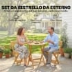 SET BISTRÒ ESTERNO: 2 SEDIE PIEGHEVOLI E TAVOLO ROTONDO, LEGNO NATURALE.