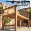Panchina da Giardino 2 Persone, Legno Acacia FSC, Seduta e Schienale a Doghe, Naturale