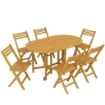 SET PRANZO 7 PEZZI, TAVOLO ESTENSIBILE LEGNO E 6 SEDIE PIEGHEVOLI PER GIARDINO
