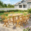 SET PRANZO 7 PEZZI, TAVOLO ESTENSIBILE LEGNO E 6 SEDIE PIEGHEVOLI PER GIARDINO