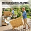 SET PRANZO 7 PEZZI, TAVOLO ESTENSIBILE LEGNO E 6 SEDIE PIEGHEVOLI PER GIARDINO
