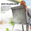 Set da Esterno in Acciaio con Tavolo Rettangolare e 6 Sedie Impilabili in Texteline, Grigio Chiaro