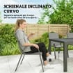Set da Esterno in Acciaio con Tavolo Rettangolare e 6 Sedie Impilabili in Texteline, Grigio Chiaro