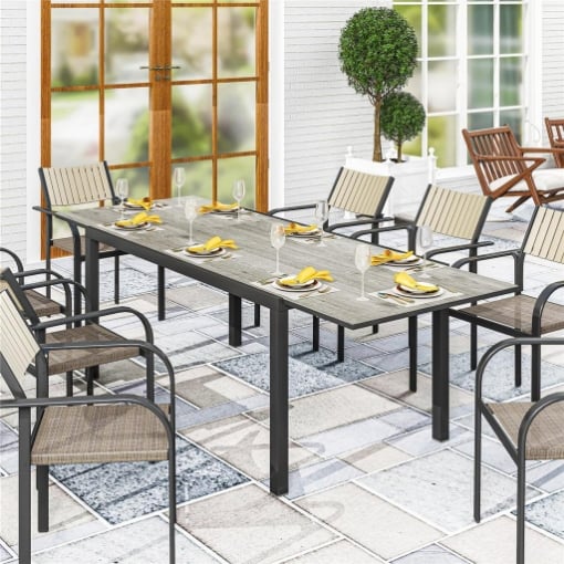 Tavolo da giardino allungabile tavolo da esterno 6 - 8 persone bordo in alluminio e struttura in acciaio 160/240 cm grigio